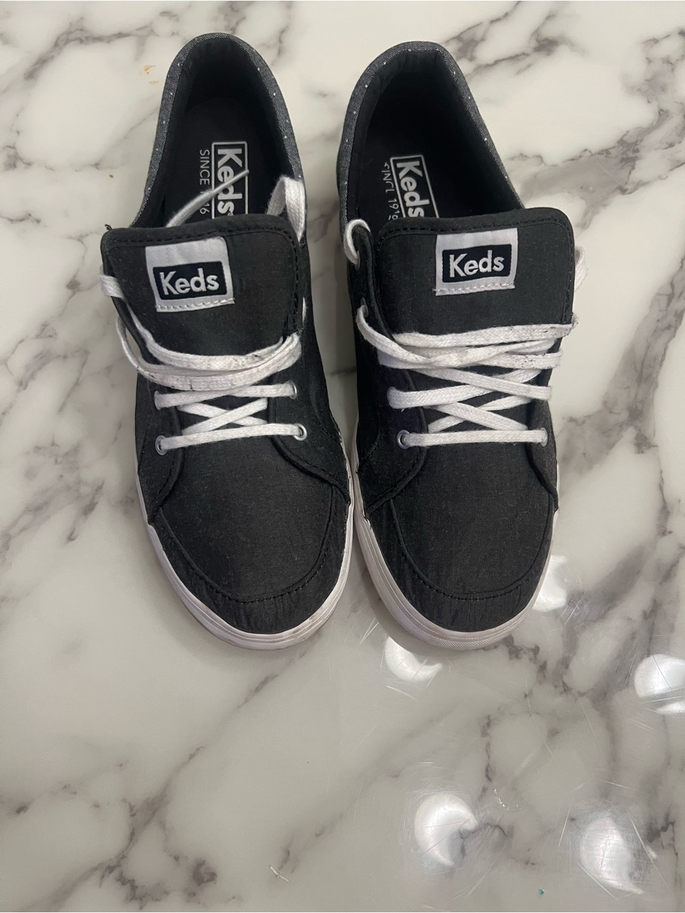 Keds Black Canvas Sneakers with White Laces